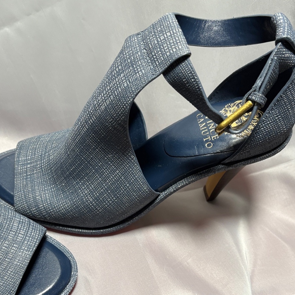 Vince Camuto Blue Textured Ankle Strap Heels